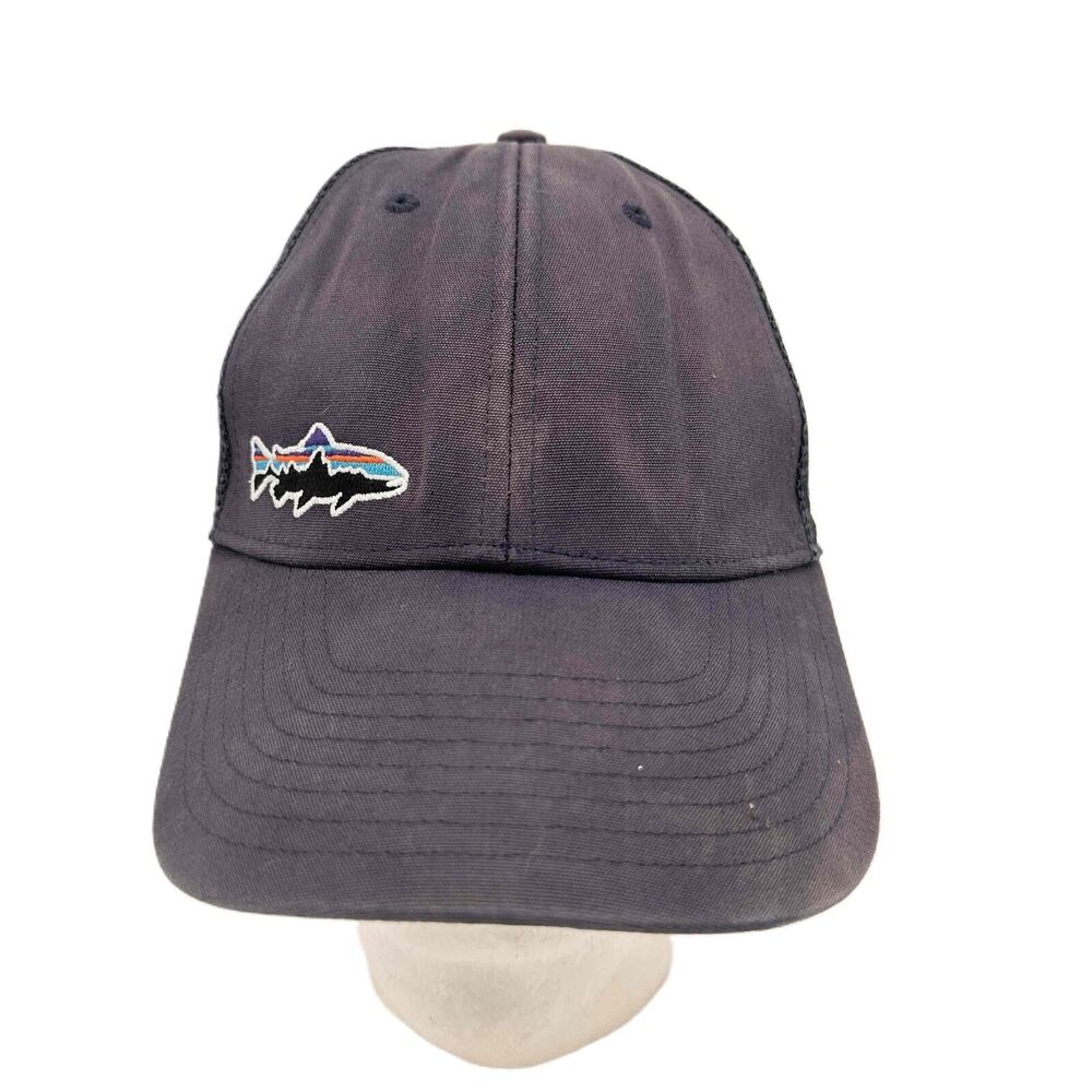 Patagonia Navy Embroidered Logo Mesh Baseball Hat